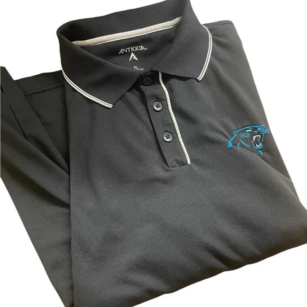 Antigua Men's Black Polo Shirt Carolina Panthers size XL